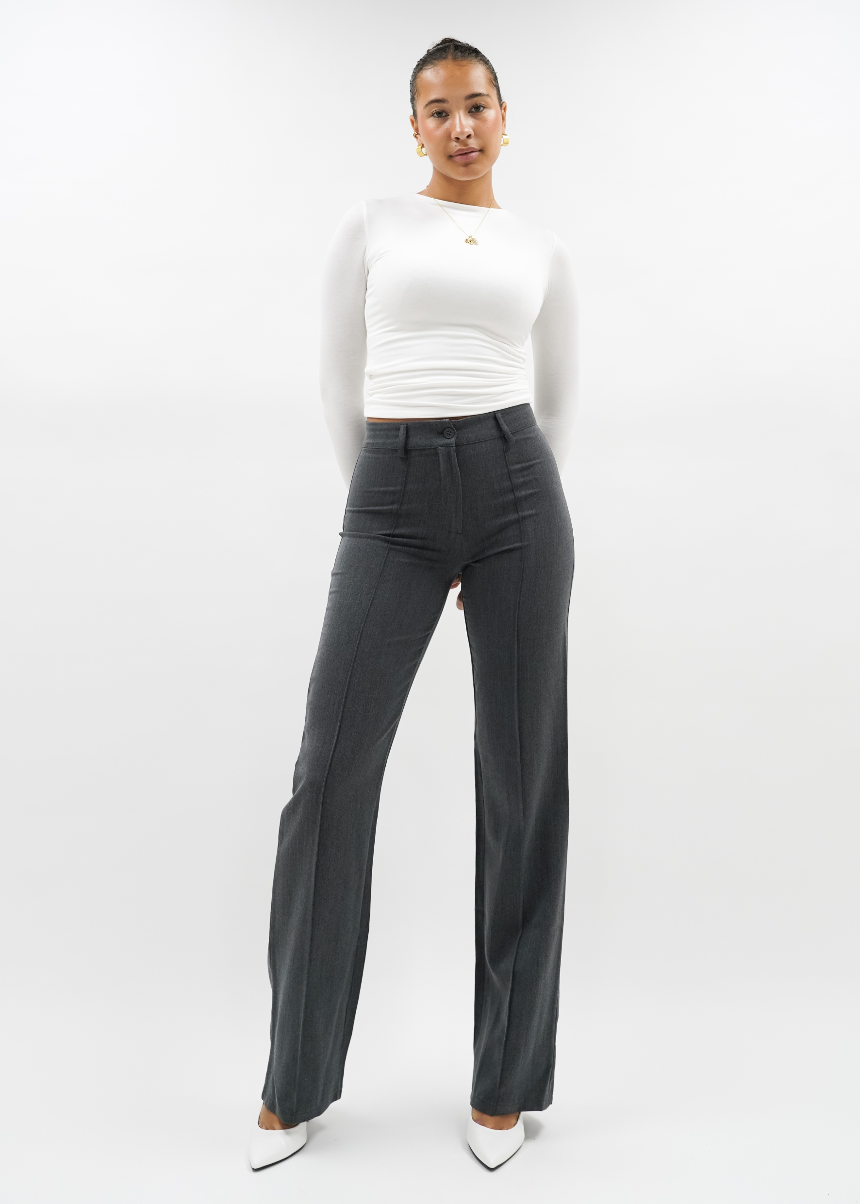 Straight leg pants mit pressfold dark washed grey (TALL)