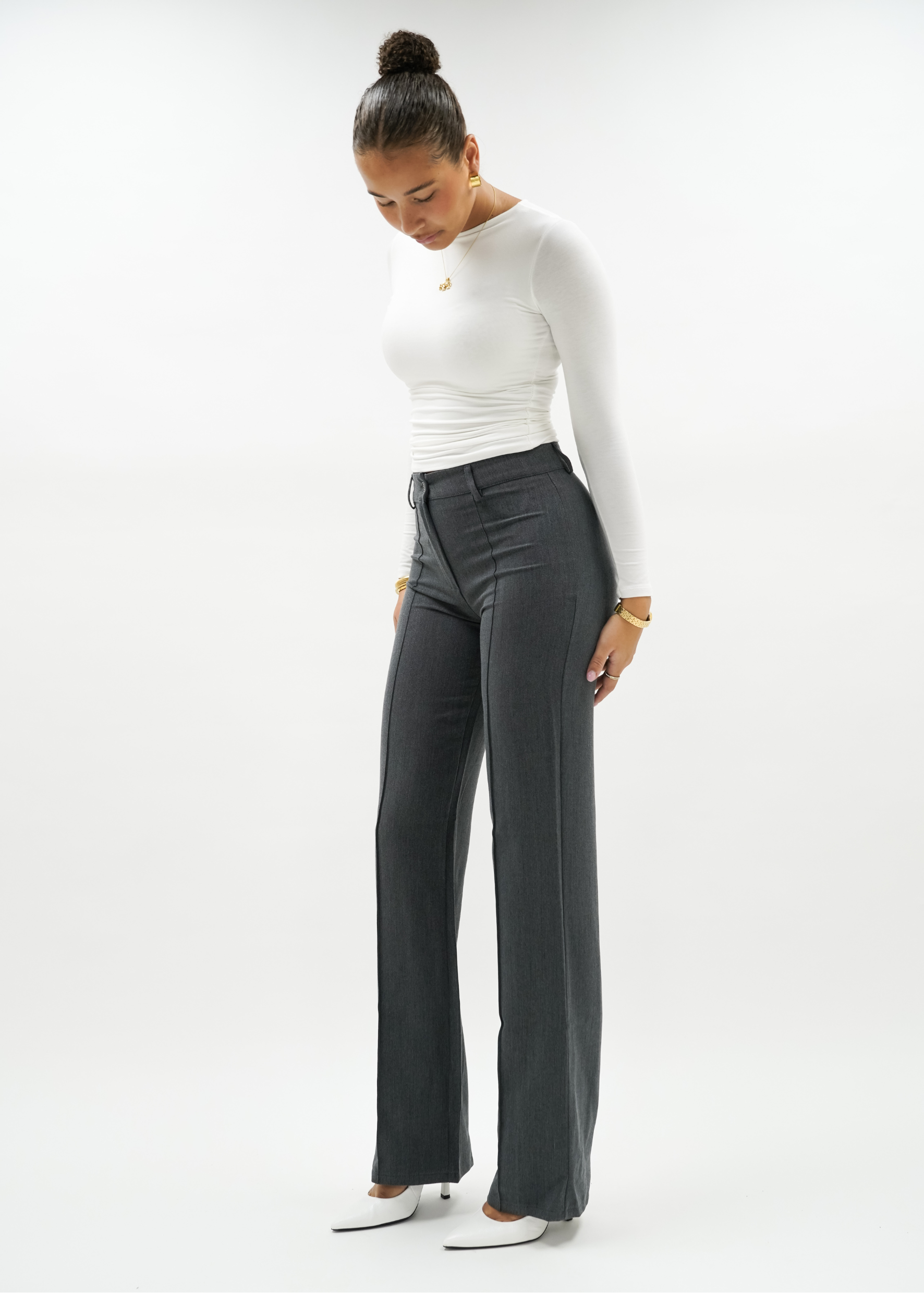 Straight leg pants mit pressfold dark washed grey (TALL)