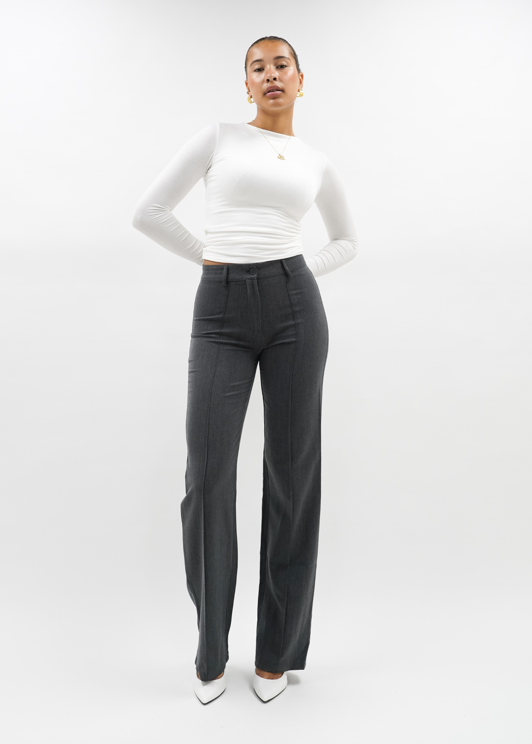 Straight leg pants mit pressfold dark washed grey (TALL)