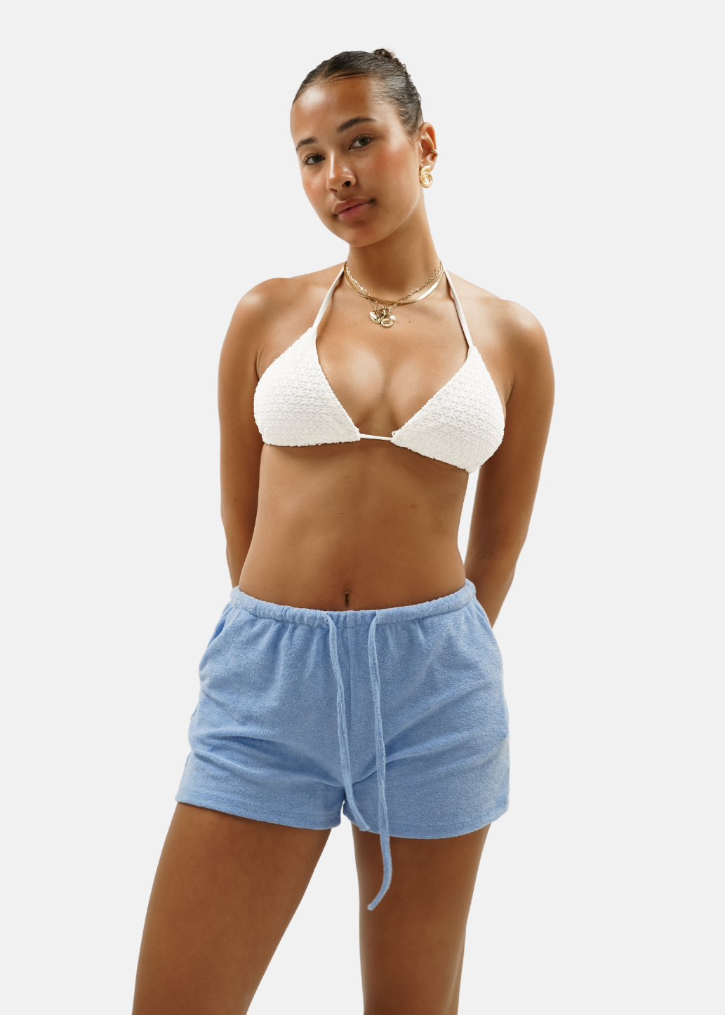 Terry shorts light blue