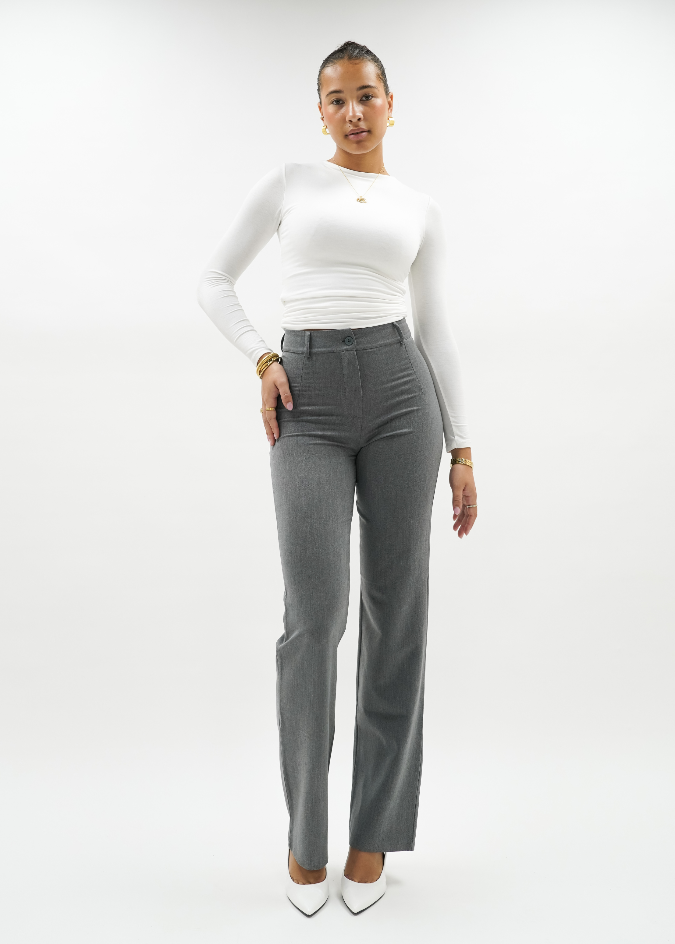 Straight leg pants classic light washed grey (TALL)