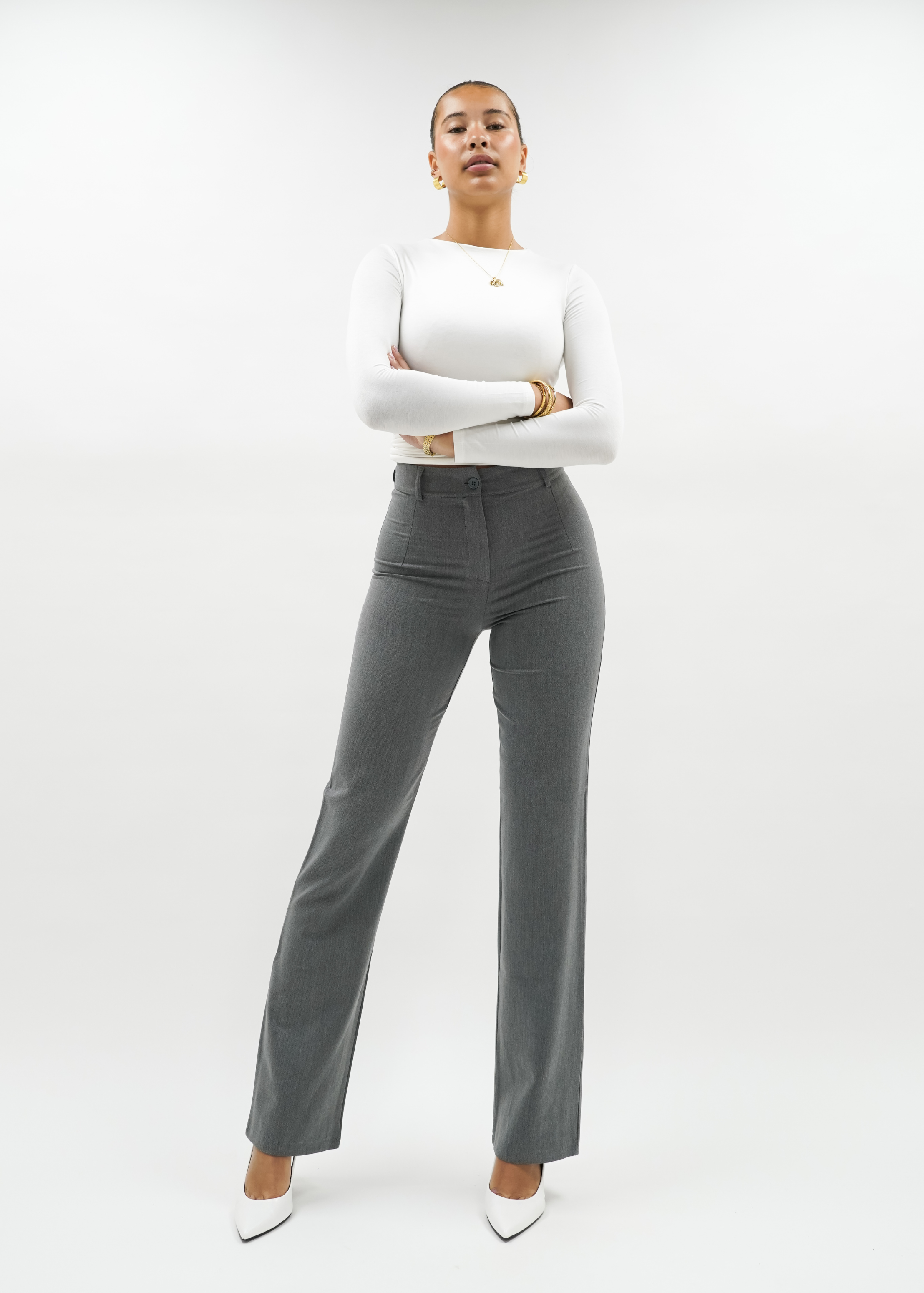 Straight leg pants classic light washed grey (TALL)