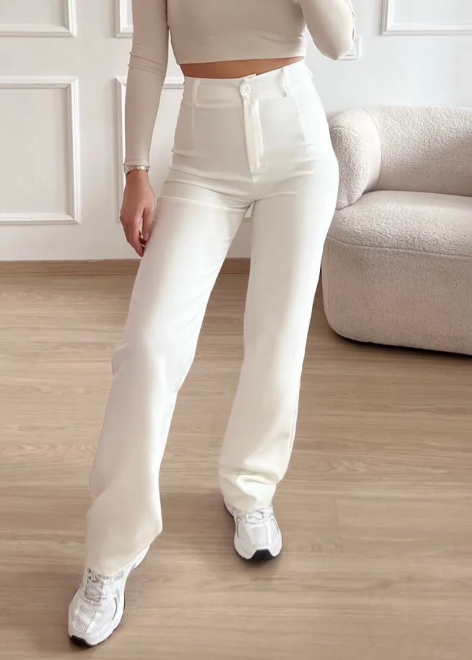 White sales straight pants